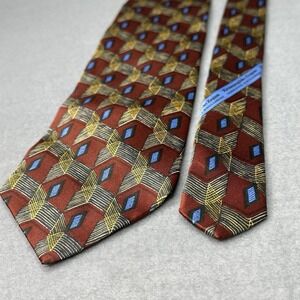 Ermenegildo Zegna Red,Gold & light Blue Woven Silk Tie 60x3.75"